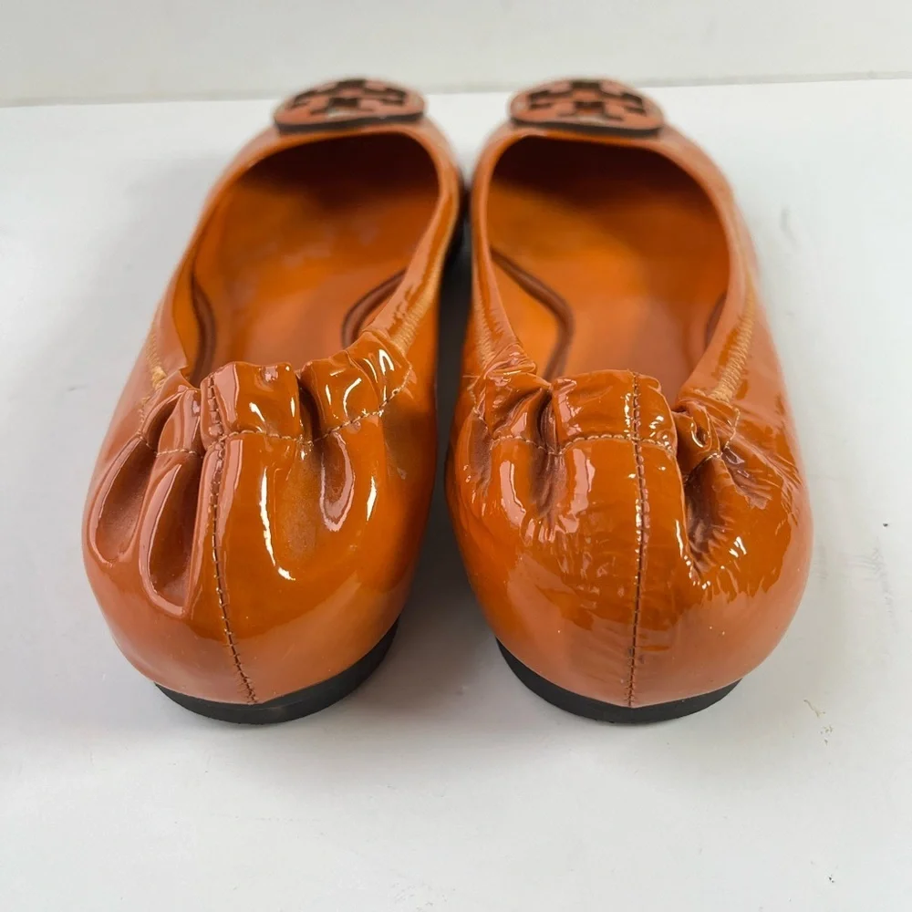 Tory Burch Orange Patent Leather Ballet Flats Size 7 Medium